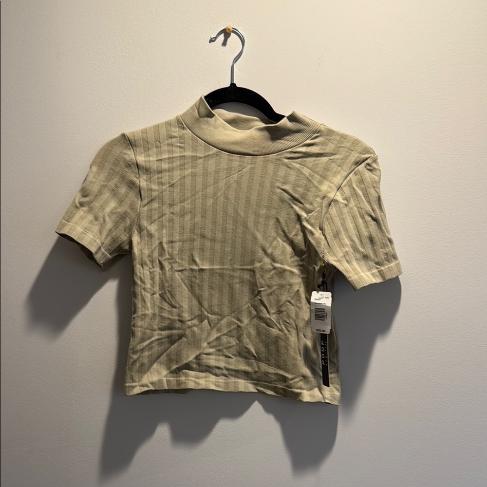 Beige Ribbed Women's Top